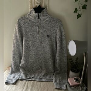 Chaps Grey Zip Neck Sweater